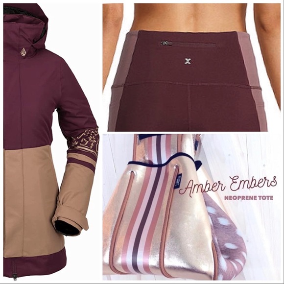 nwt S-XL Quick Dry coordinate jersey stretch leggings or top Burgundy Rose Taupe - Picture 13 of 16